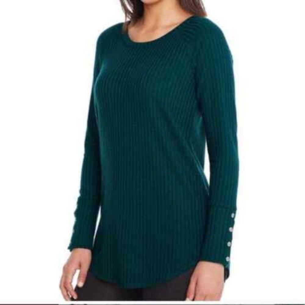 CHASER - Dark Turquoise Waffle Knit Thermal Top